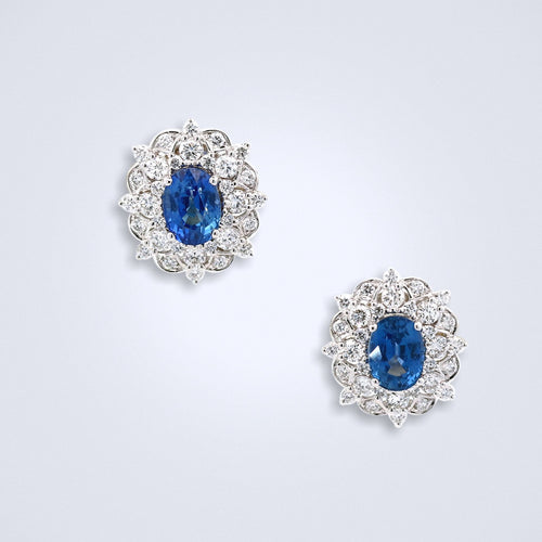 fancy cornflower sapphire diamond earrings