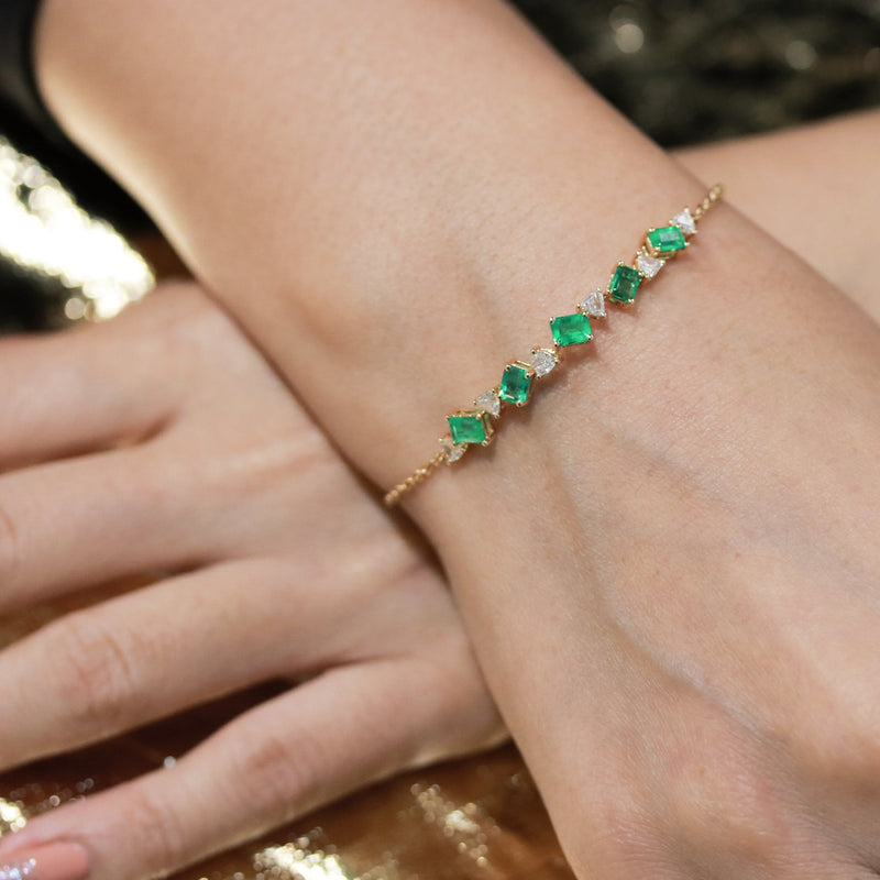 adjustable colombian emerald diamond bracelet