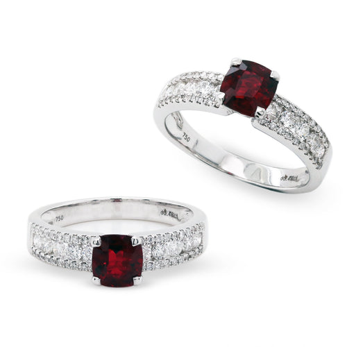 royal red spinel diamond ring