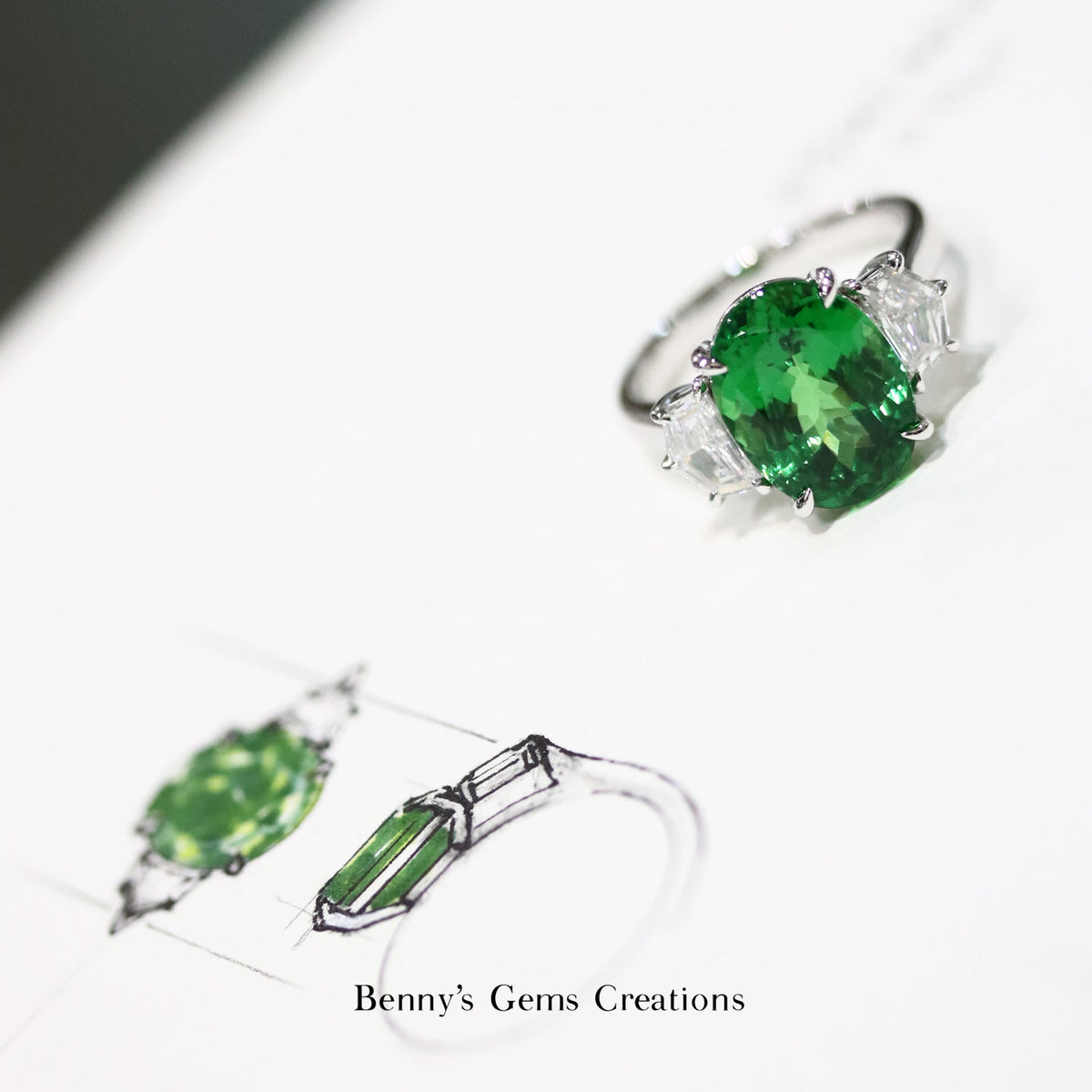 Bespoke Tsavorite Ring in Singapore: A Vivid Green Gemstone Creation - Benny's Gems Creations