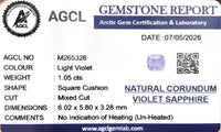 1.05cts Unheated Light Violet Sapphire