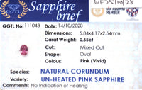 0.55ct Unheated Vivid Pink Sapphire - Benny's Gems Creations