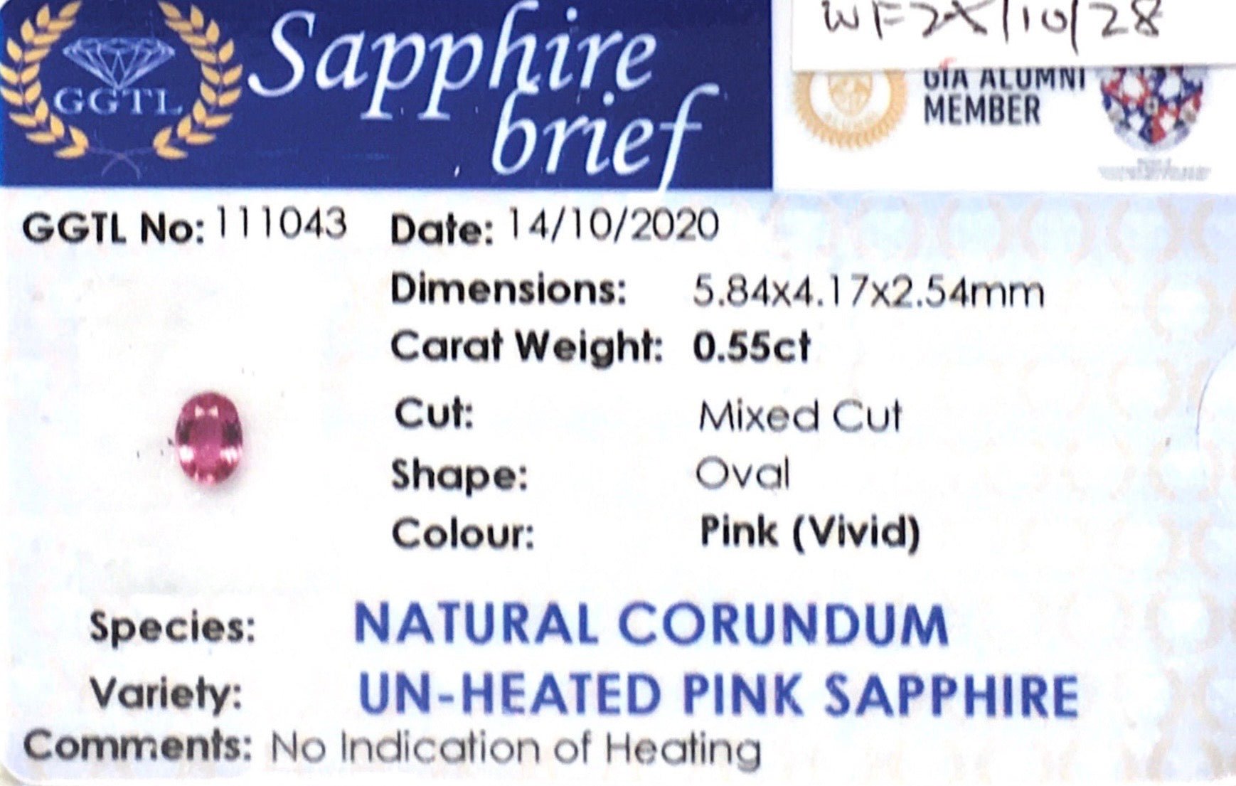 0.55ct Unheated Vivid Pink Sapphire - Benny's Gems Creations