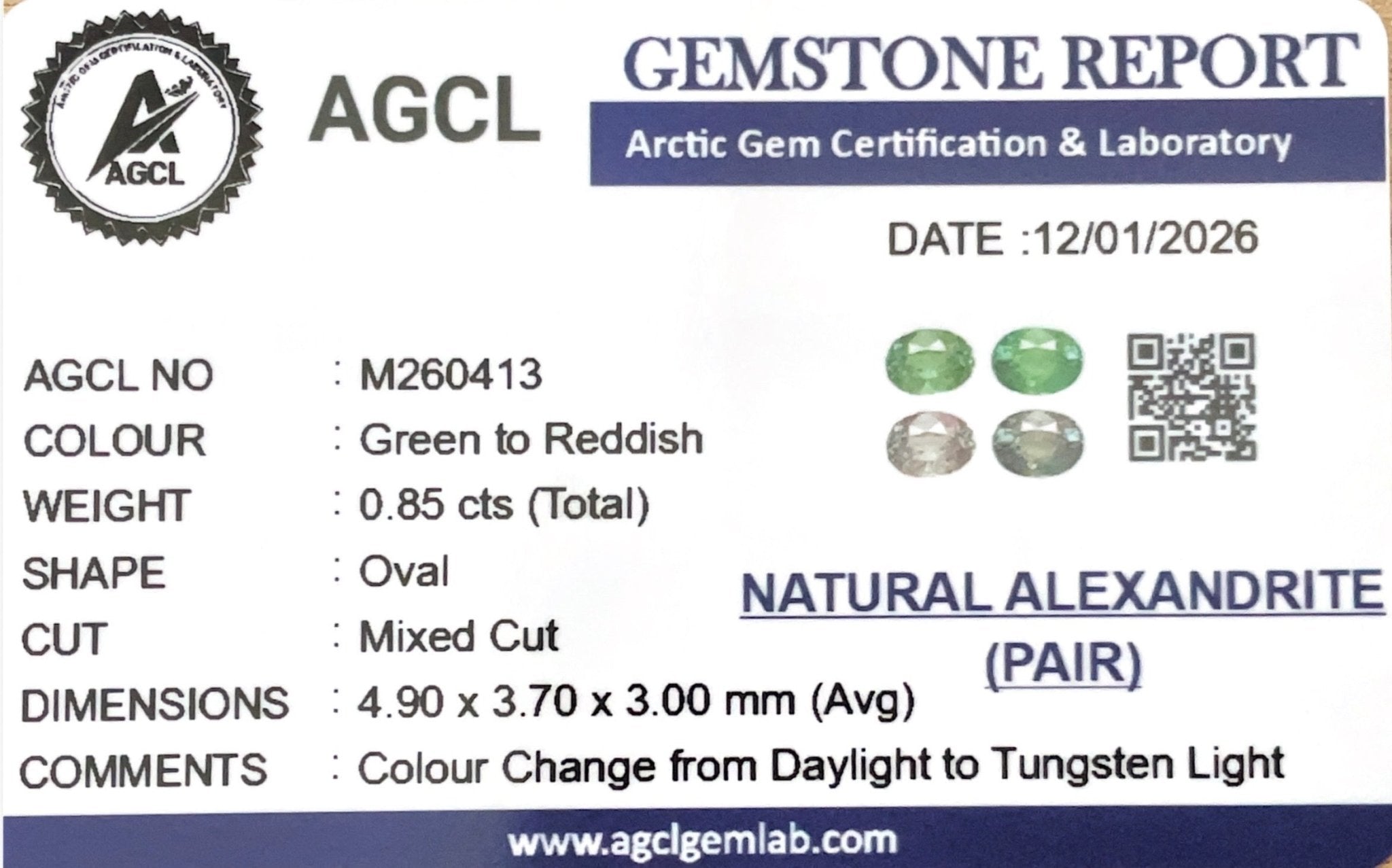 0.85cts Natural Alexandrite Pair - Benny's Gems Creations
