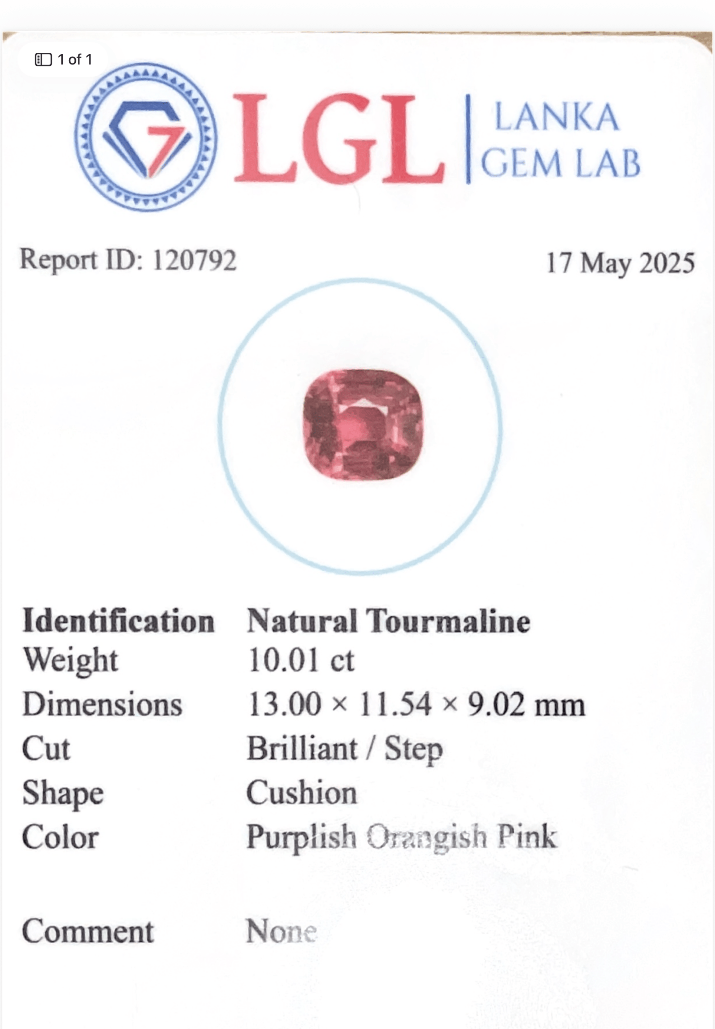 10.01ct Natural Pink Tourmaline - Benny's Gems Creations