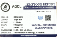 1.00cts Unheated Light Blue Sapphire - Benny's Gems Creations