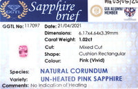 1.02CT Unheated Vivid Pink Sapphire - Benny's Gems Creations