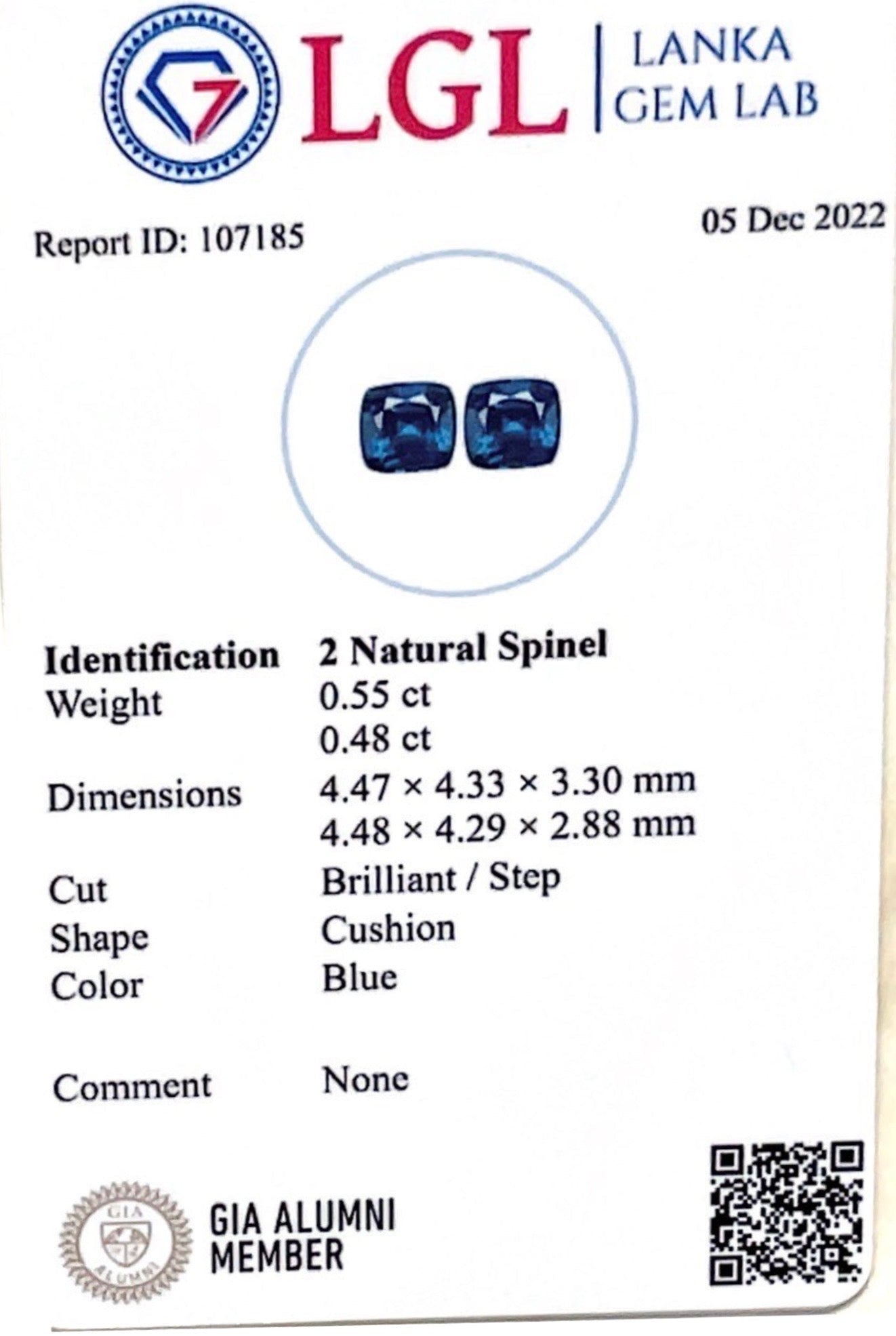 1.03CTS Blue Spinel Pair - Benny's Gems Creations