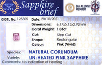1.03cts Unheated Pink Sapphire - Benny's Gems Creations