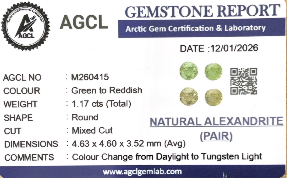 1.17Cts Natural Alexandrite Pair - Benny's Gems Creations