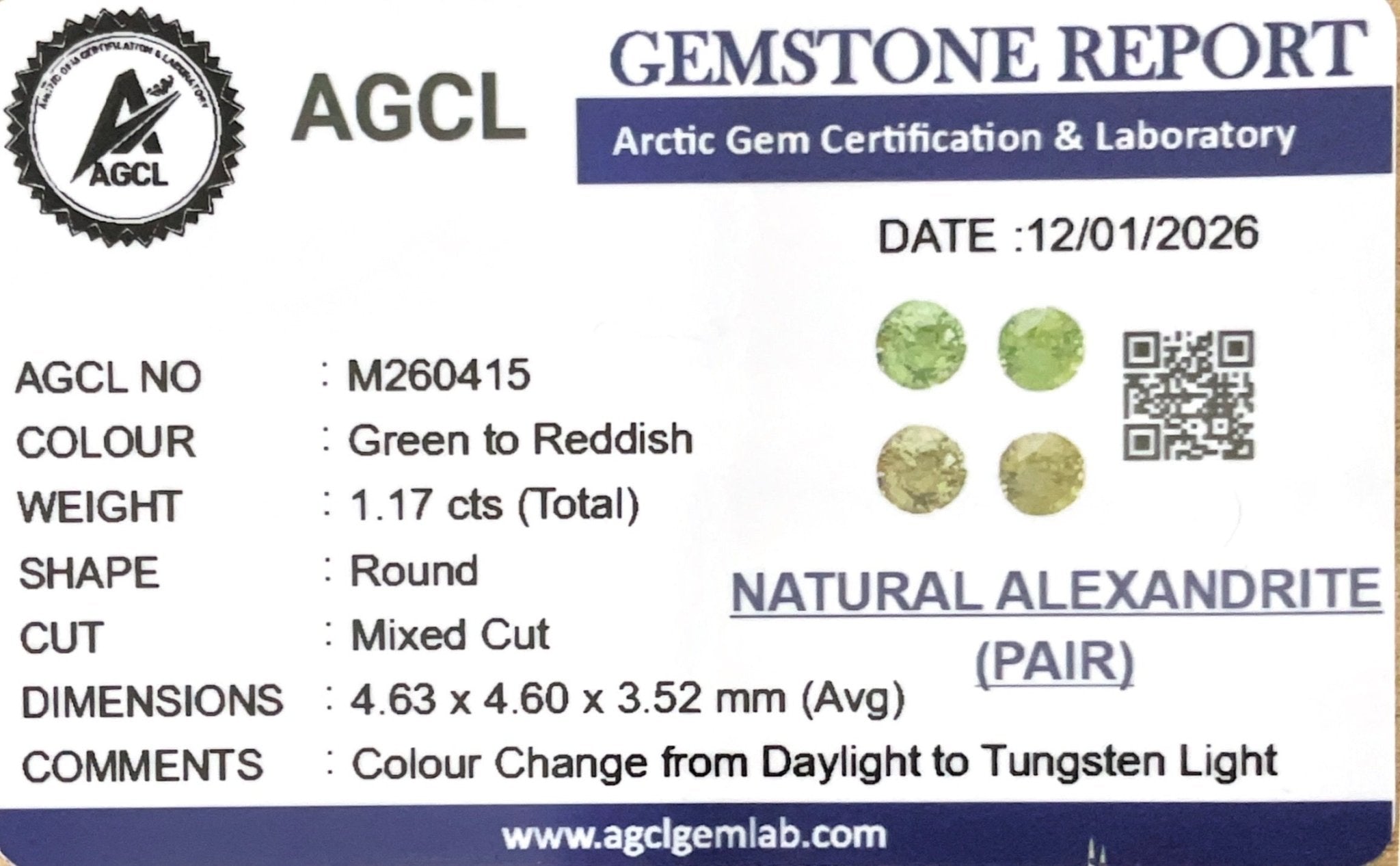 1.17Cts Natural Alexandrite Pair - Benny's Gems Creations