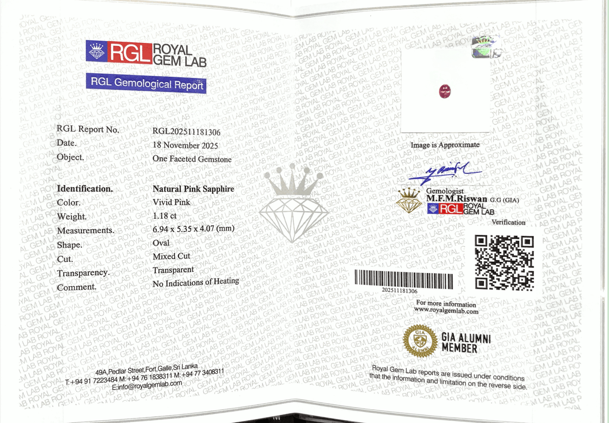1.18Cts Unheated Vivid Pink Sapphire - Benny's Gems Creations