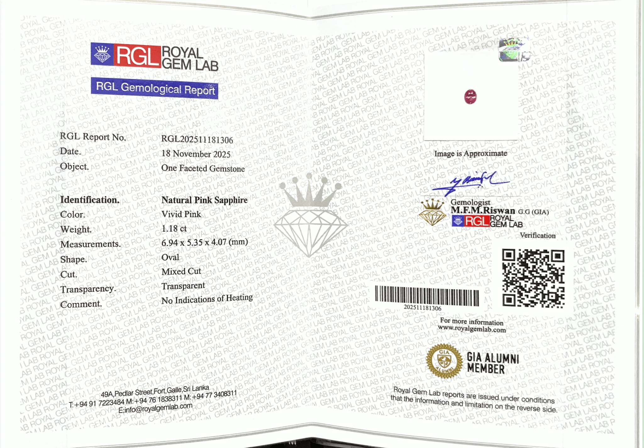 1.18Cts Unheated Vivid Pink Sapphire - Benny's Gems Creations