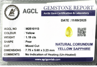 1.19cts Unheated Yellow Sapphire - Benny's Gems Creations