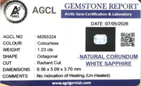 1.23cts Unheated White Sapphire - Benny's Gems Creations