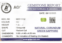 1.25cts Unheated Green Sapphire - Benny's Gems Creations