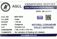 1.25cts Unheated Violet Sapphire - Benny's Gems Creations