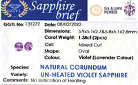 1.38CTS Pair of Unheated Violet Sapphire - Benny's Gems Creations