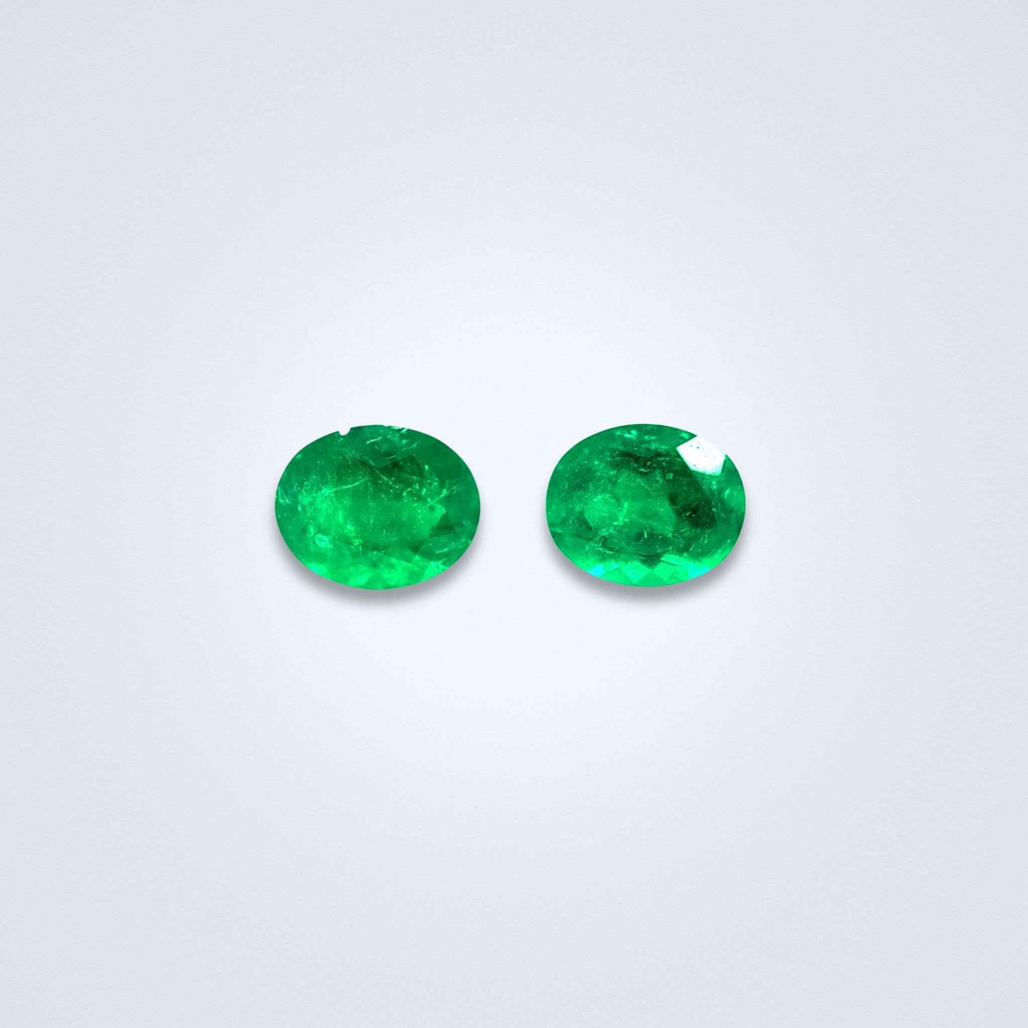 1.47cts Oval Shaped Colombian Emerald Pair - Benny's Gems Creations