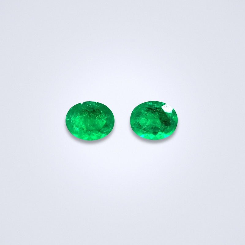 1.47cts Oval Shaped Colombian Emerald Pair - Benny's Gems Creations