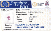 1.50CTS Unheated Pink Sapphire - Benny's Gems Creations
