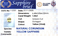 1.54CTS Natural Yellow Sapphire - Benny's Gems Creations
