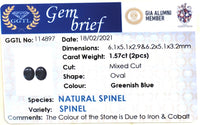 1.57CTS Greenish Blue Spinel Pair - Benny's Gems Creations