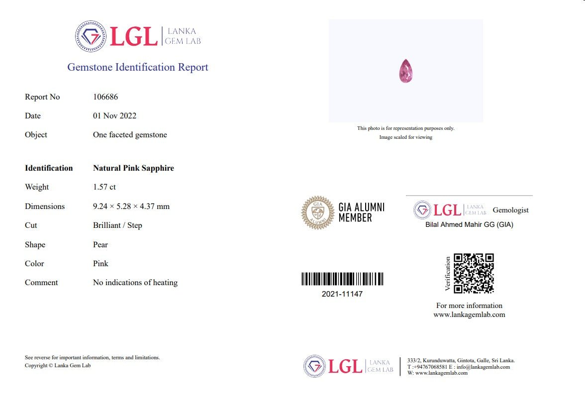 1.57CTS Unheated Pink Sapphire - Benny's Gems Creations