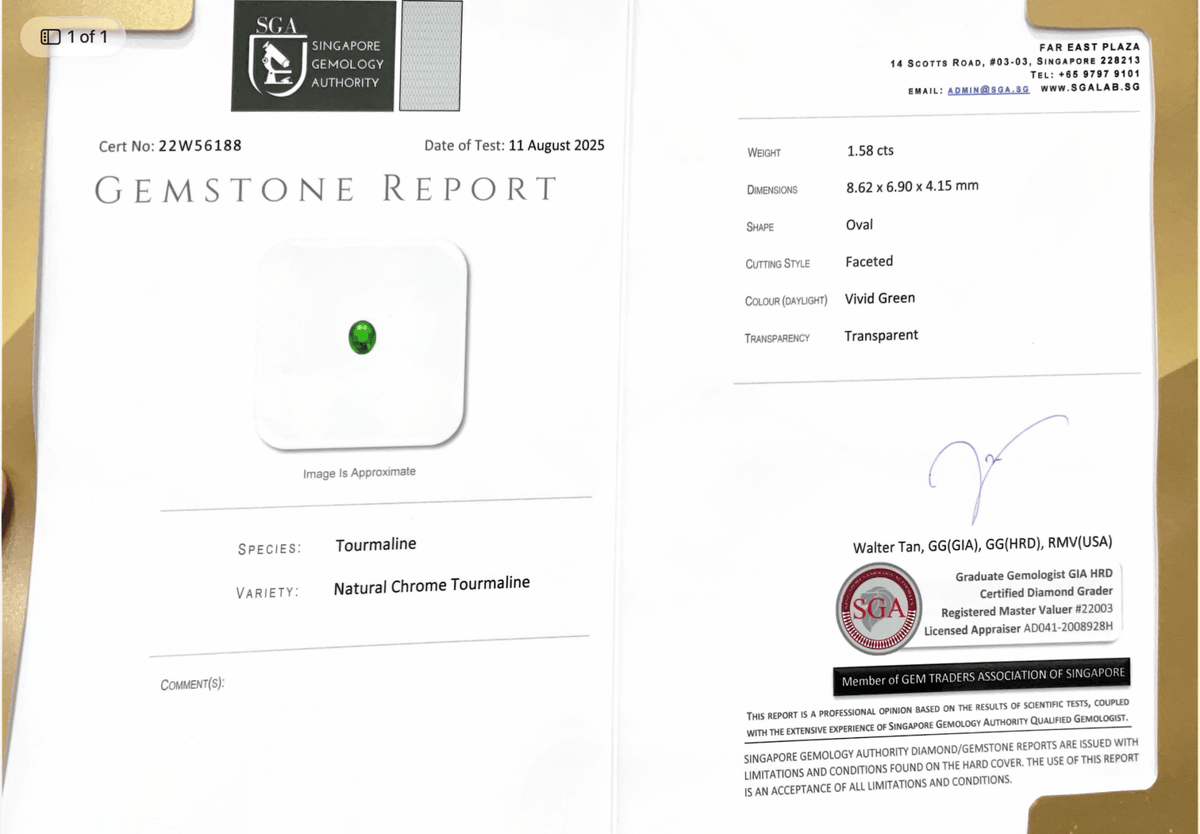 1.58cts Vivid Green Chrome Tourmaline - Benny's Gems Creations