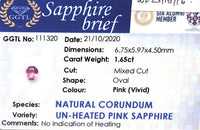 1.65CTS Unheated Vivid Pink Sapphire - Benny's Gems Creations