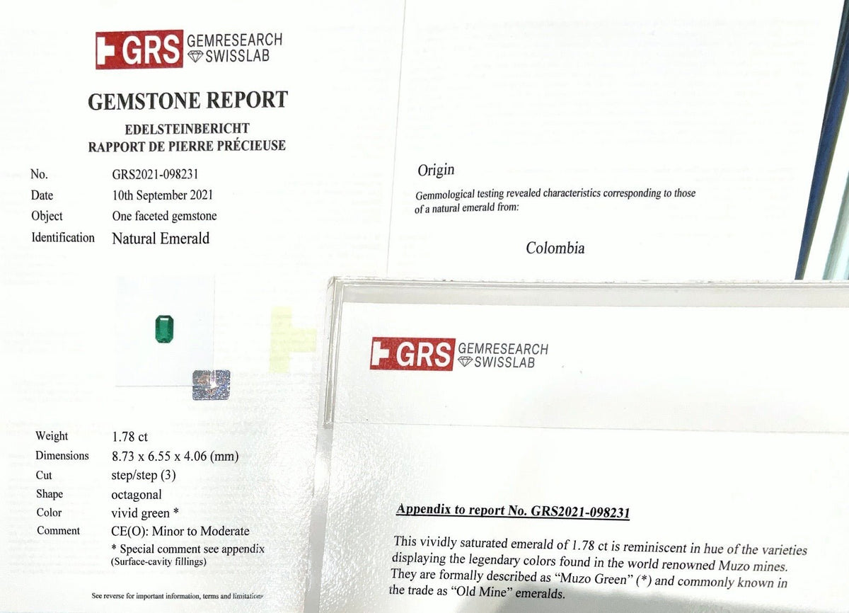 1.78cts Colombian Muzo Emerald - Benny's Gems Creations