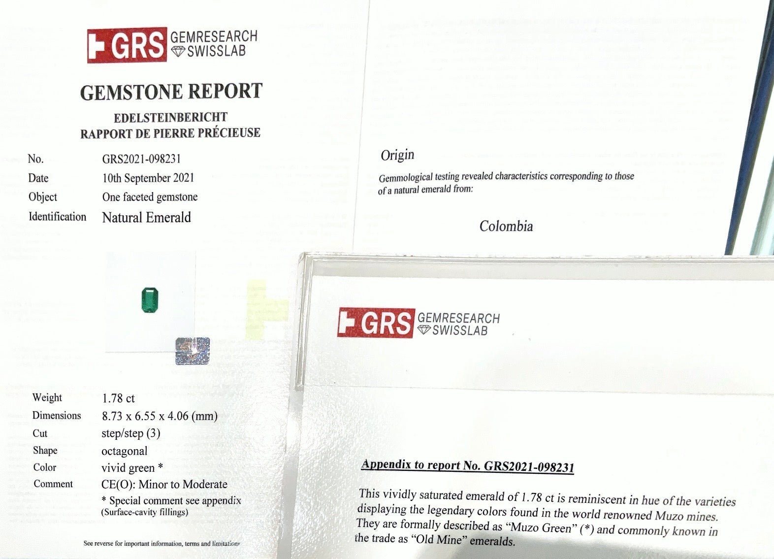 1.78cts Colombian Muzo Emerald - Benny's Gems Creations