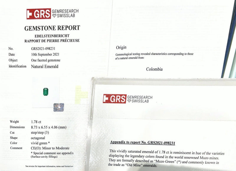 1.78cts Colombian Muzo Emerald - Benny's Gems Creations