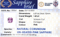 1.81CTS Unheated Pink Sapphire - Benny's Gems Creations