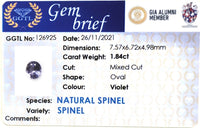 1.84CTS Violet Spinel - Benny's Gems Creations