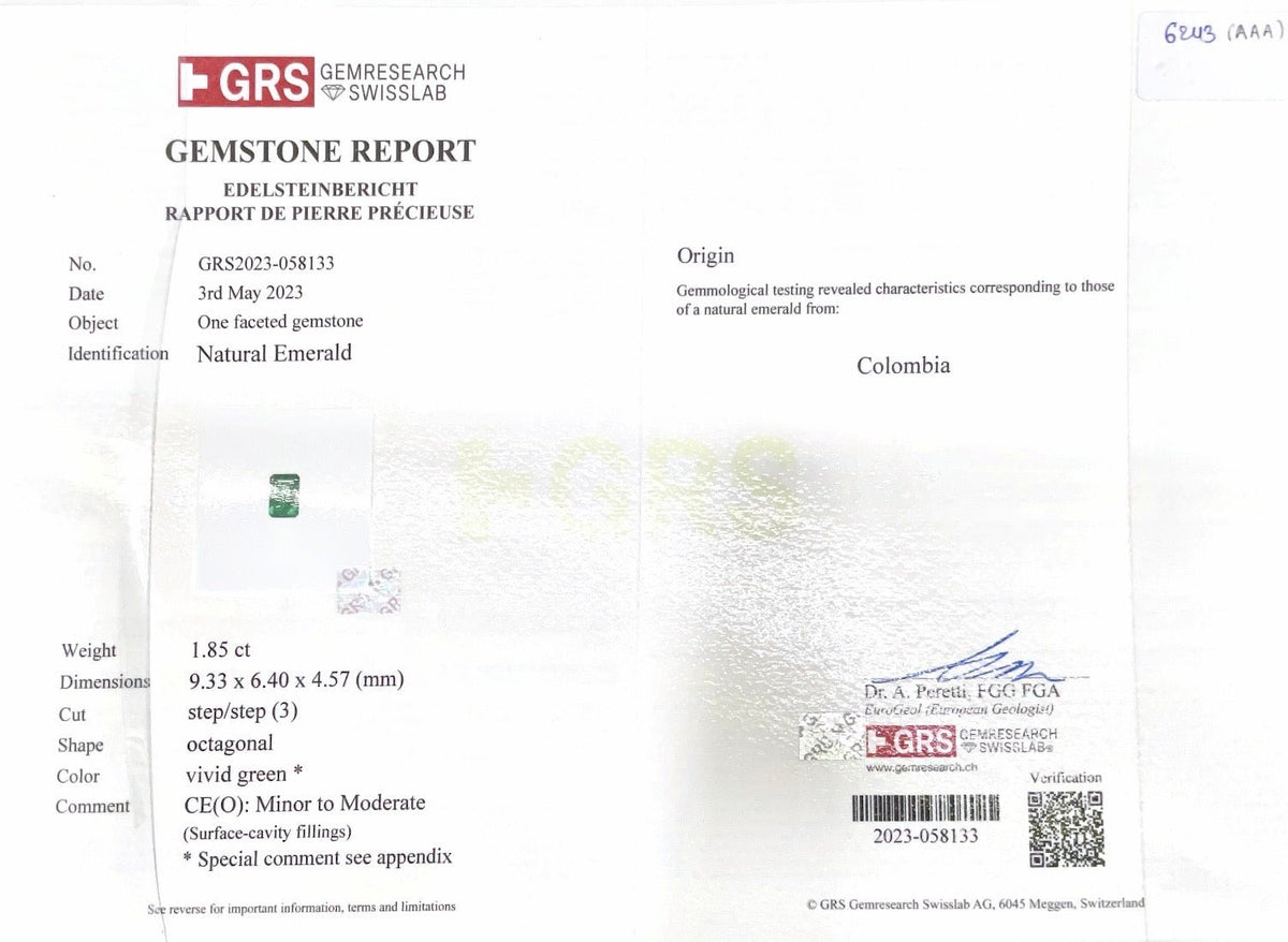 1.85ct Vivid Green Emerald - Benny's Gems Creations