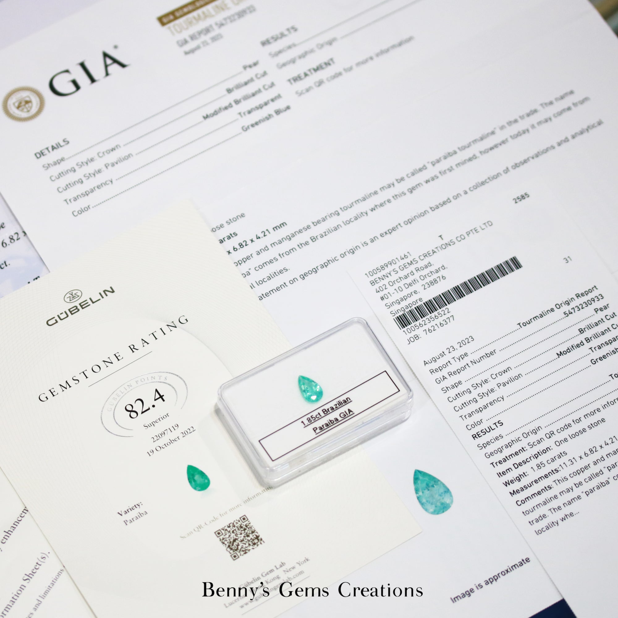 1.85CTS Brazilian Paraiba - Benny's Gems Creations