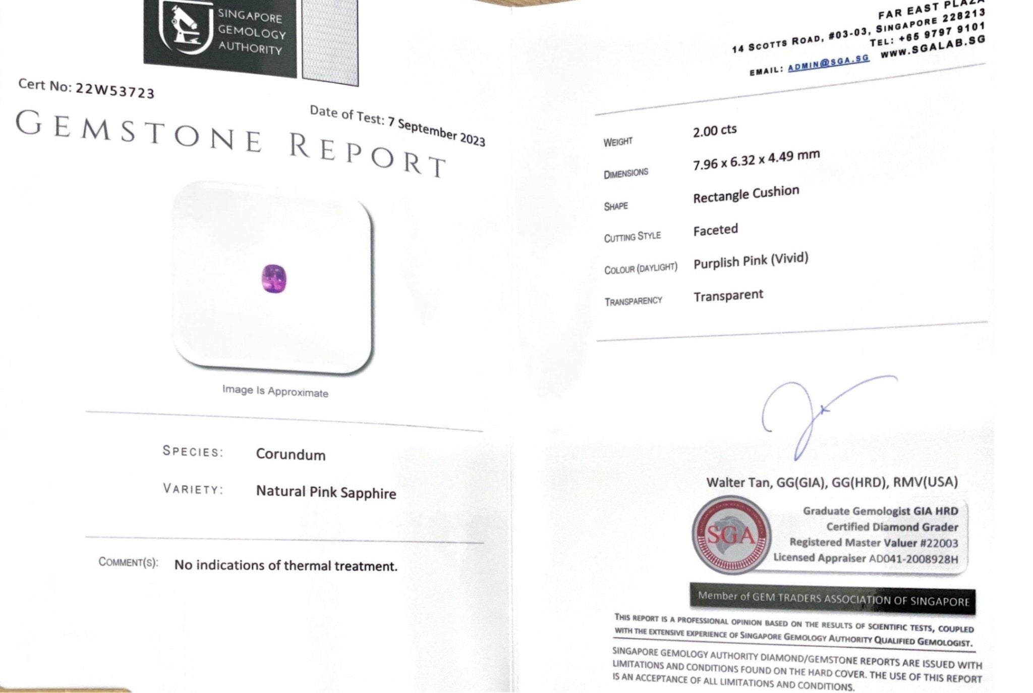 2.00CTS Unheated Pink Sapphire - Benny's Gems Creations