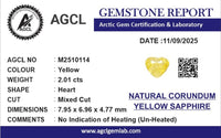 2.01cts Unheated Yellow Sapphire - Benny's Gems Creations
