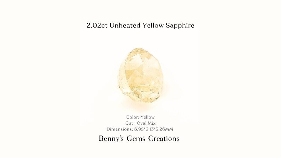2.02cts Unheated Yellow Sapphire - Benny's Gems Creations