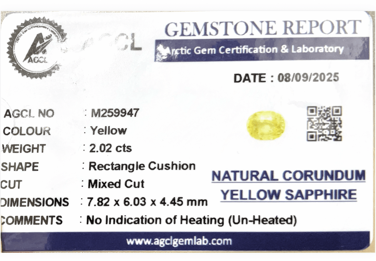2.02Cts Unheated Yellow Sapphire - Benny's Gems Creations