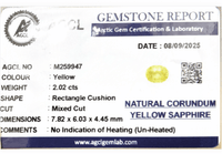 2.02Cts Unheated Yellow Sapphire - Benny's Gems Creations