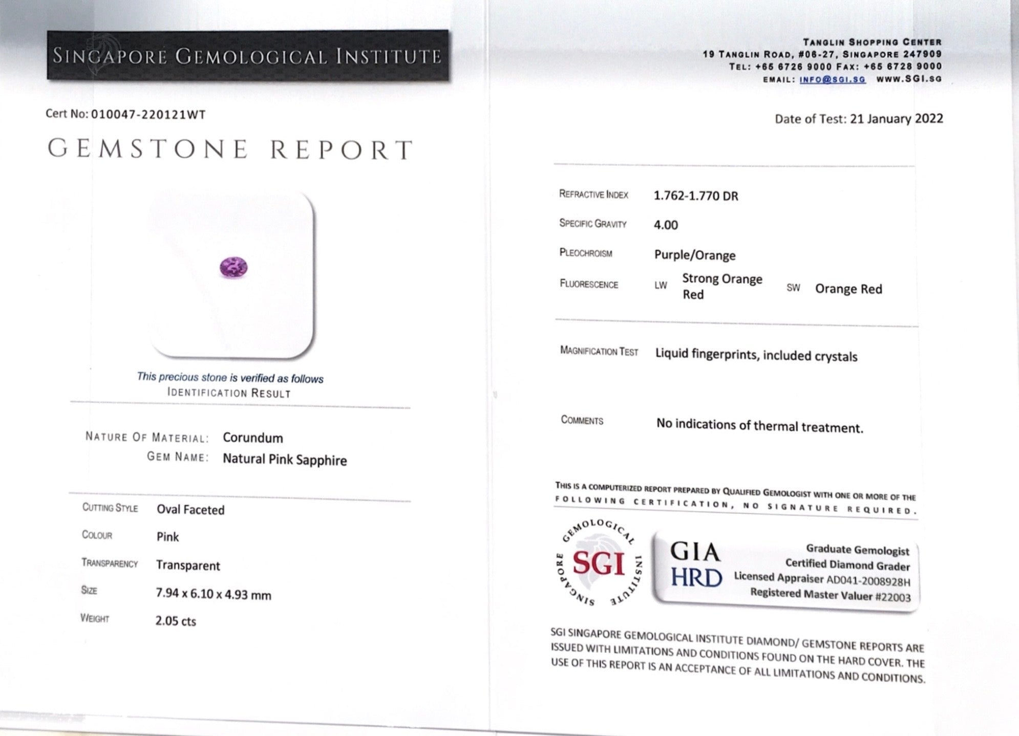 2.05ct Unheated Pink Sapphire - Benny's Gems Creations