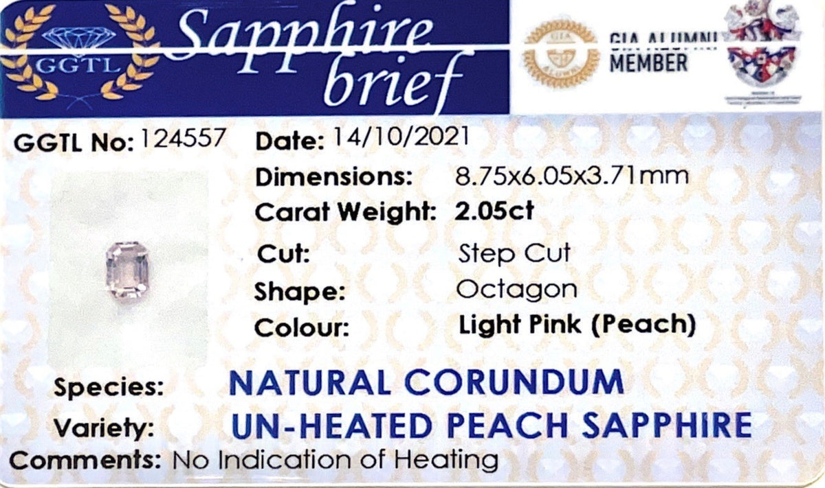 2.05CTS Unheated Light Pink Sapphire - Benny's Gems Creations