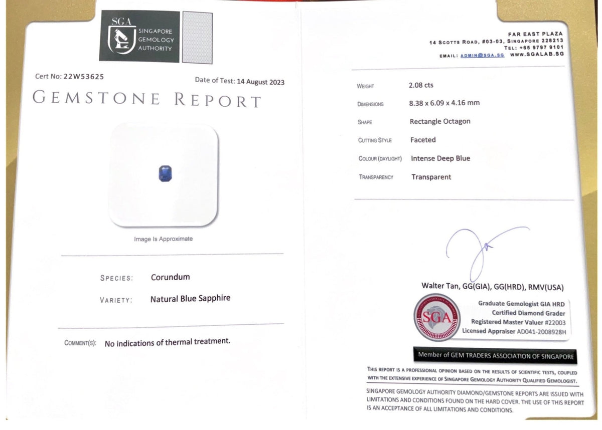 2.08CTS Unheated Blue Sapphire - Benny's Gems Creations