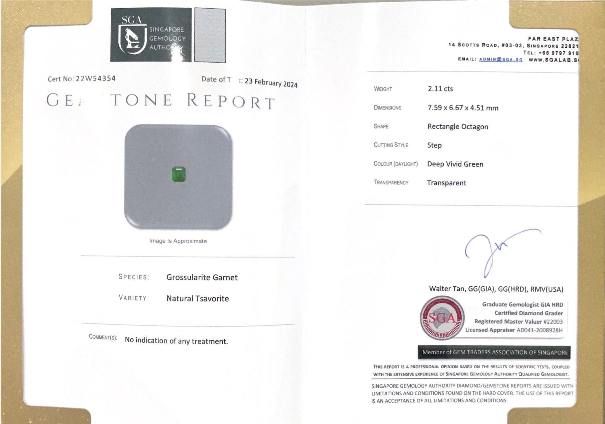 2.11cts Intense Green Tsavorite - Benny's Gems Creations