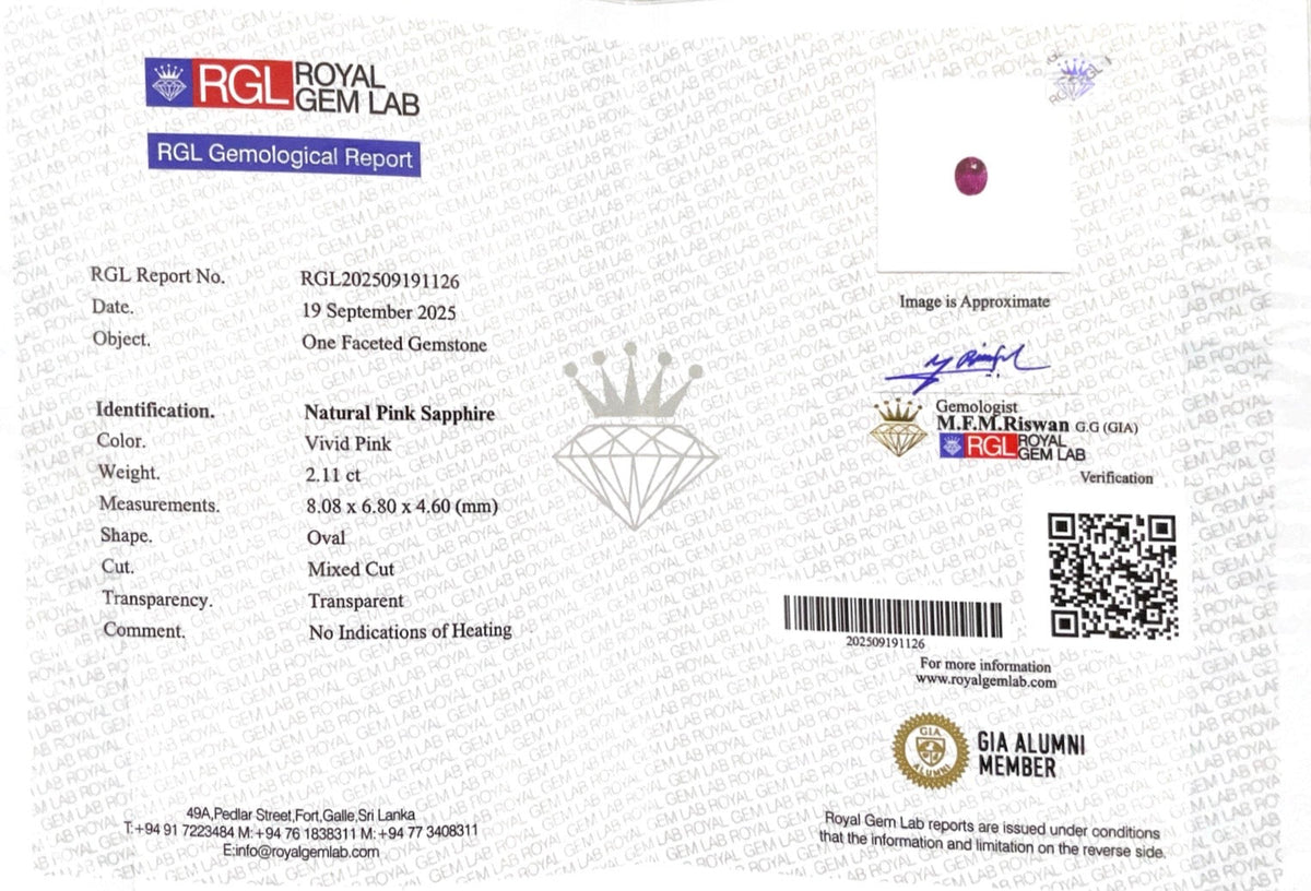 2.11cts Unheated Vivid Pink Sapphire - Benny's Gems Creations