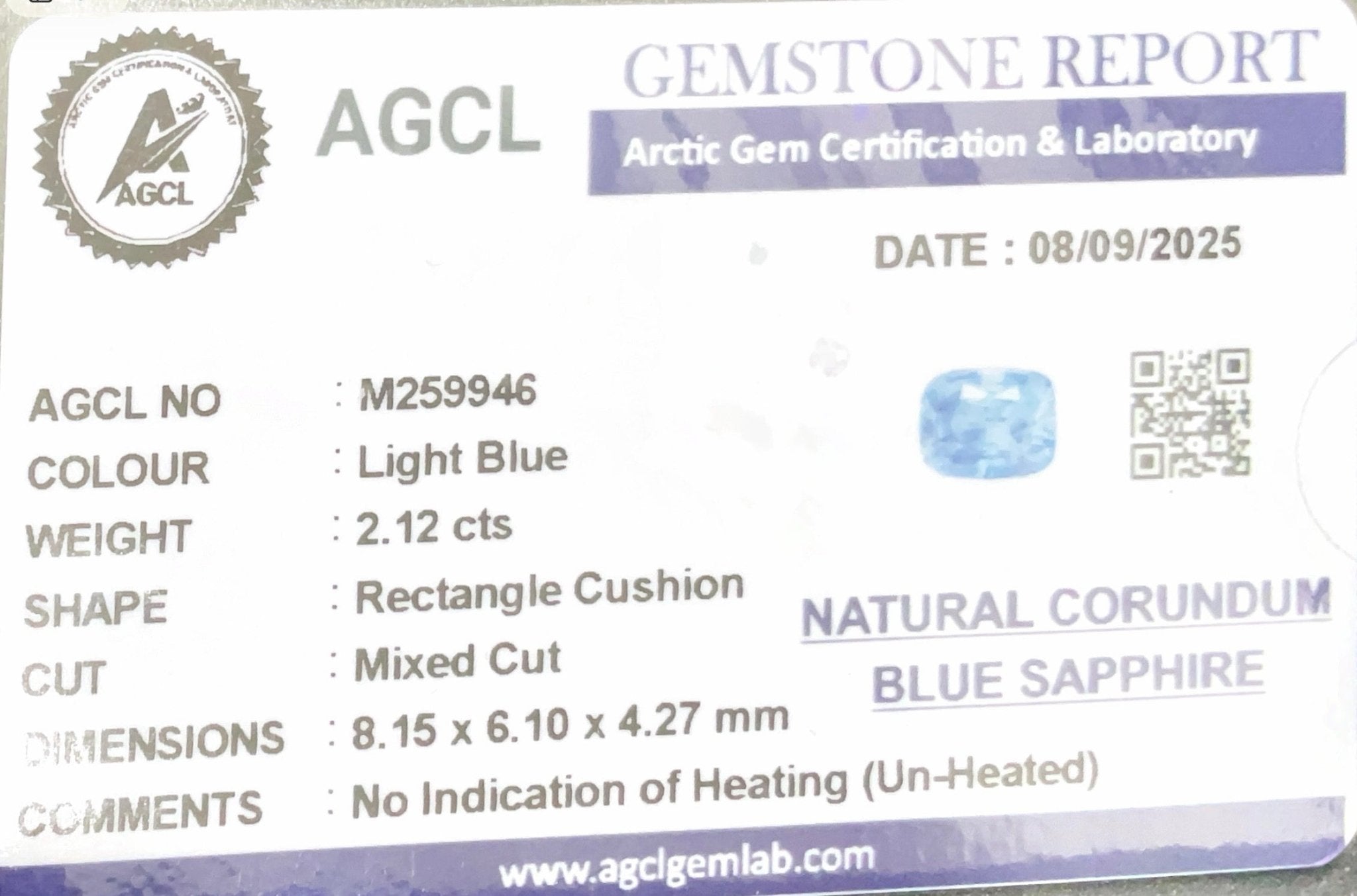 2.12cts Unheated Blue Sapphire - Benny's Gems Creations