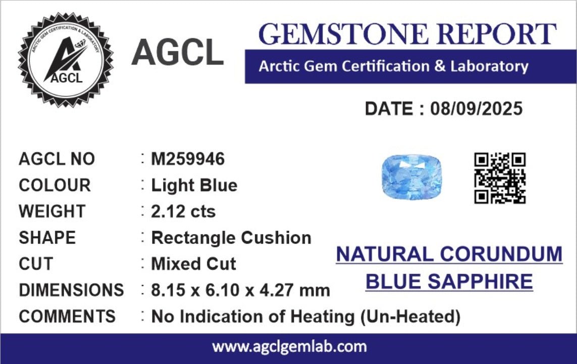 2.12cts Unheated Blue Sapphire - Benny's Gems Creations