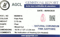 2.13cts Unheated Pink Sapphire - Benny's Gems Creations